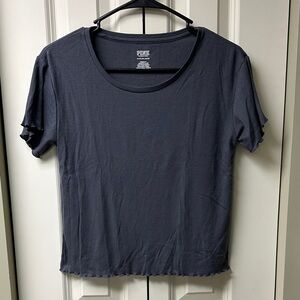 PINK VS Ribbed Grey Short Sleeve Tee